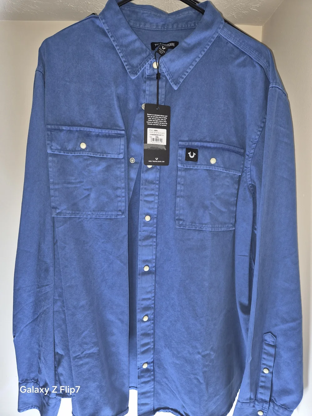 True Religion Blue Button-Up Workwear Shirt